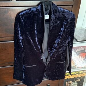 Highline Collective dark blue velvet blazer cape sleeve worn once